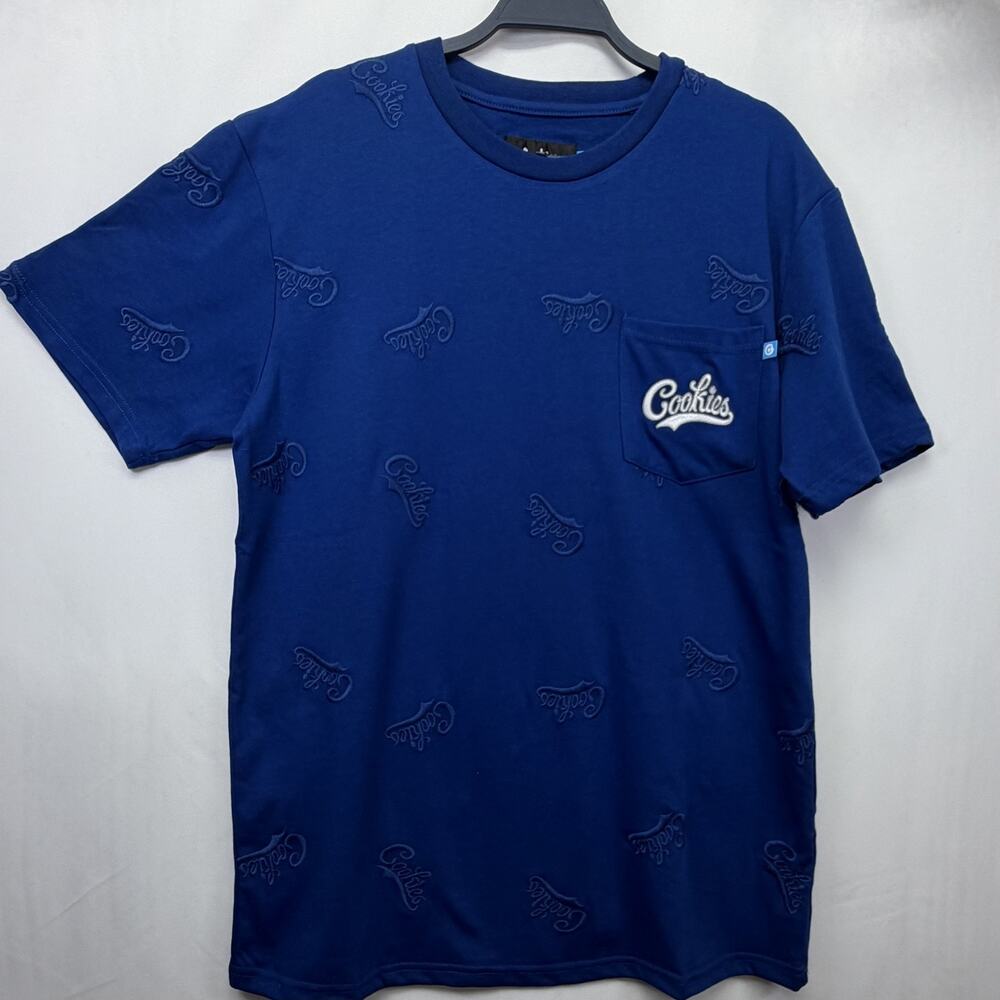 Cookies SF Royal Blue Loaded All Over Embroidered Pocket T-Shirt Men's L NWT‎